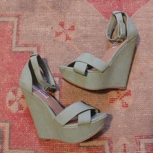 Turquoise Steve Madden platform wedges